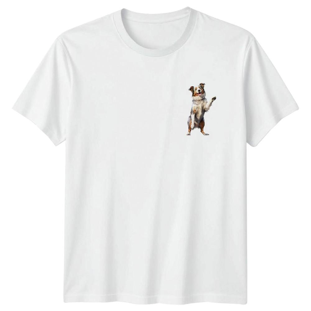 Australian Shepherd Waving Dogs Animals Unisexs TShirt Unisexs Tee Graphic Unisex S