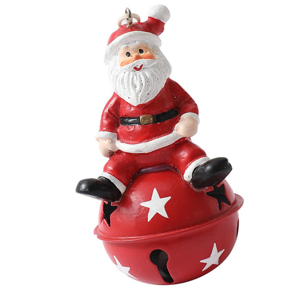 Festive Christmas Bell Ornament Featuring Santa Claus Resin Iron Construction Fine Workmanship Warm Atmosphere Decor Xmas Tree
