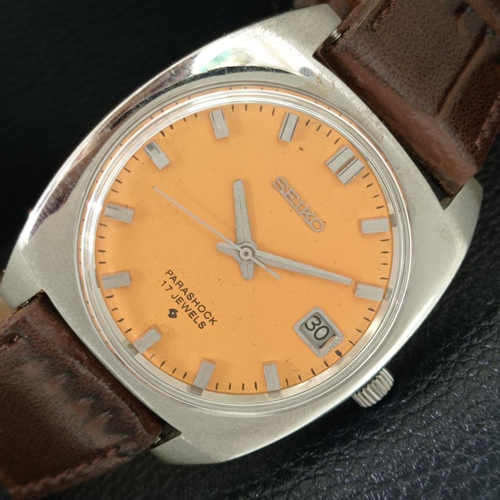 ВИНТАЖНЫЕ МЕХАНИЧЕСКИЕ С ПОДЗАВОДОМ SEIKO 6602B ЯПОНИЯ МУЖСКИЕ ЧАСЫ С ОРАНЖЕВЫМ ЦИФЕРБЛАТОМ a706431-1