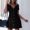 Women'S Short Spring And Summer Styles Sexy Fashionable Casual Vacation Daily Short Sleeved Satin Suspender Dress