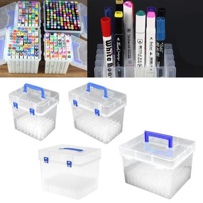 Transparent Marker Pens Storage Box Container Art Craft Tray Desk Organizor Home School Students
