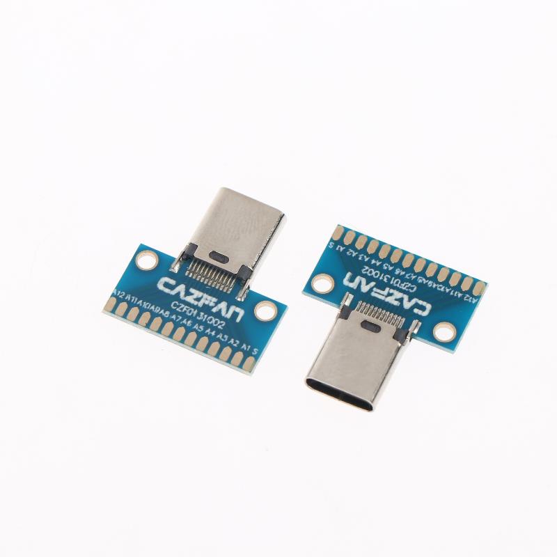 2 Stück USB 3.1 Typ-C-Stecker 24-Pin-Stecker Buchsen-Adapter Schnellladung Synchronisation für Smartphone Tablet Laptop