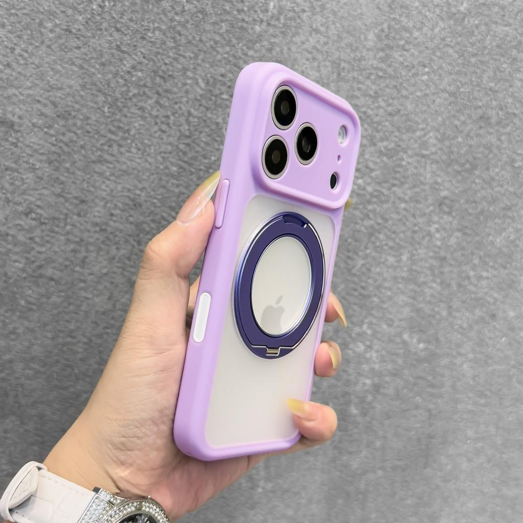 Candy Color 360° Rotating Bracket Magnetic Case for iPhone 17 16 Pro Max for Magsafe Lens Protection Translucent Matte Cover