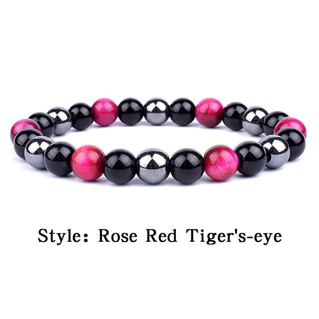 Trendy Tiger Eye Black Onyx Beaded Natural Stone Stretch Elastic Unisex Bracelet