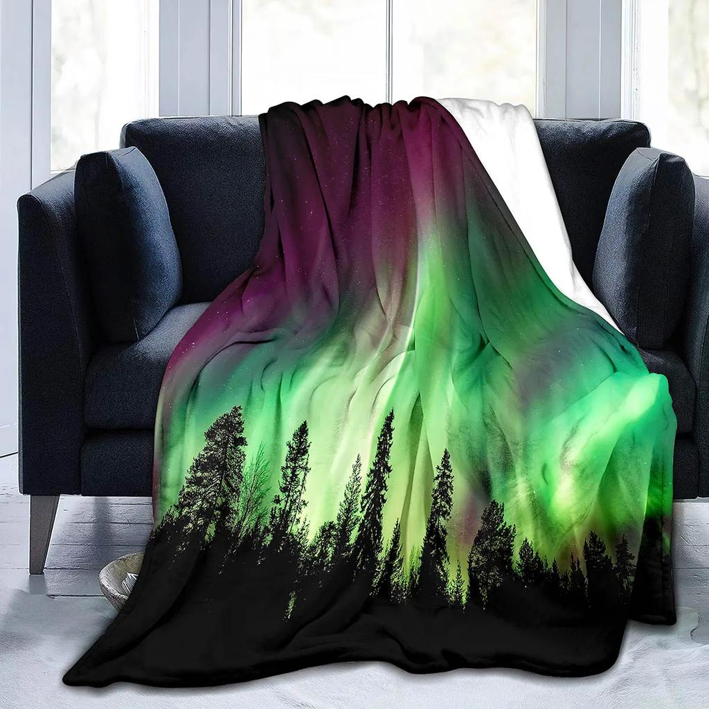 Coperta Ponderata Aurora Boreale King Queen Size Bella Coperta con Motivo Luminoso Calda Leggera Super Morbida per Divano Divanetto Letto
