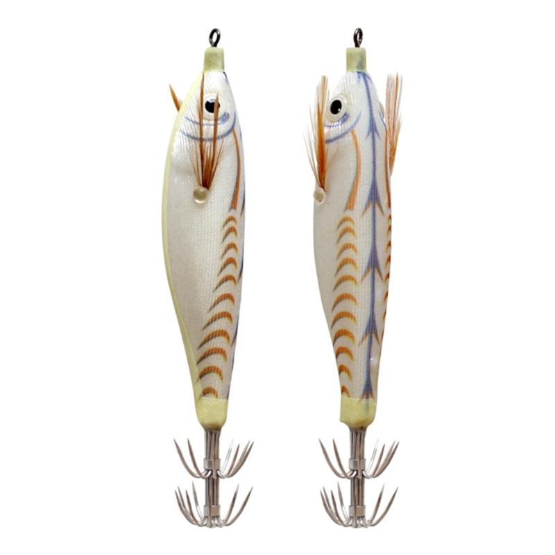 Luminously Squid Jigs Hook Fishing Lures Baits Hard Artificial Shrimp Baits with Hook Hard Night Fishing Baits Enduring