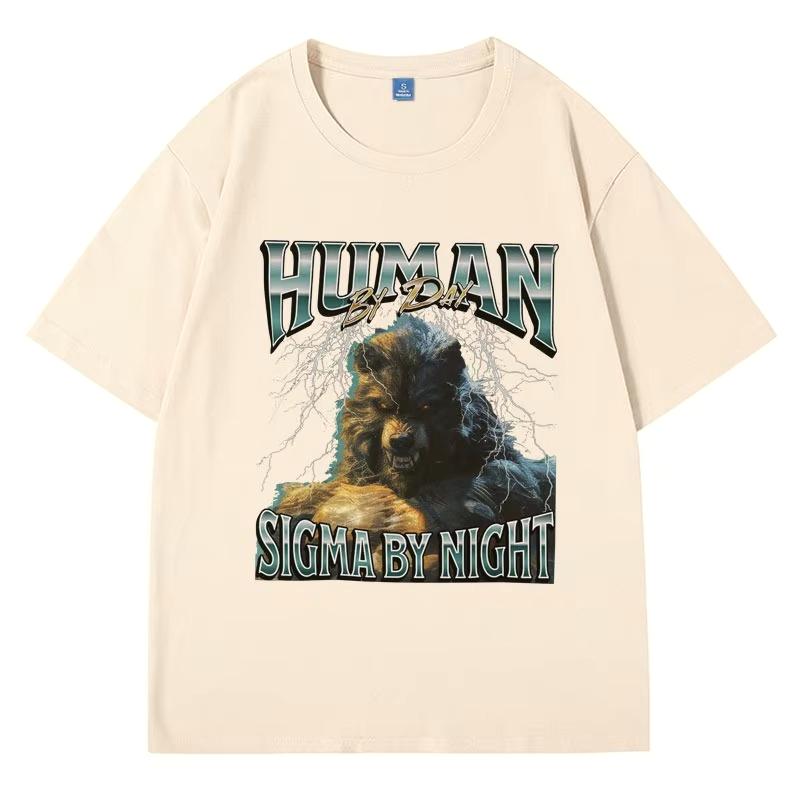 

Human By Day Sigma By Night 90s Graphic T Shirts Men Funny Meme Y2K Clothing Tee Vintage Top Men Birthday Gift for Him T-shirt S