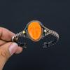 Orange Praying Lady Carved Bone Face Handmade Latest Design Jewelry Bangle, 999 Copper Wire Wrapped Gemstone Bangle, Gift For Sister