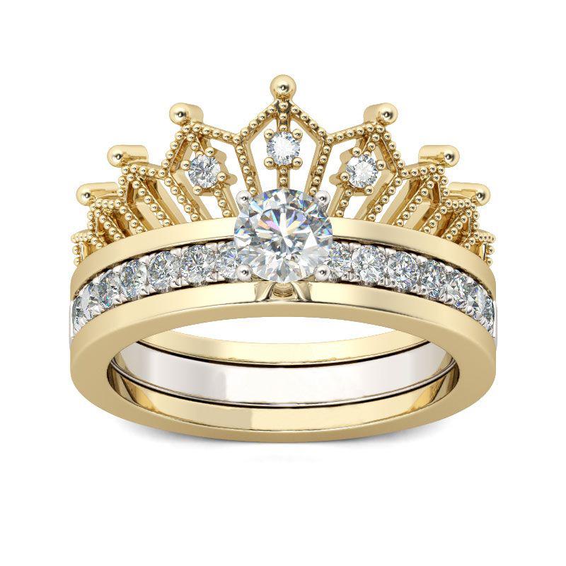 

Набор женских колец Hecheng Detachable Crown с микроинкрустацией цирконием Size 10