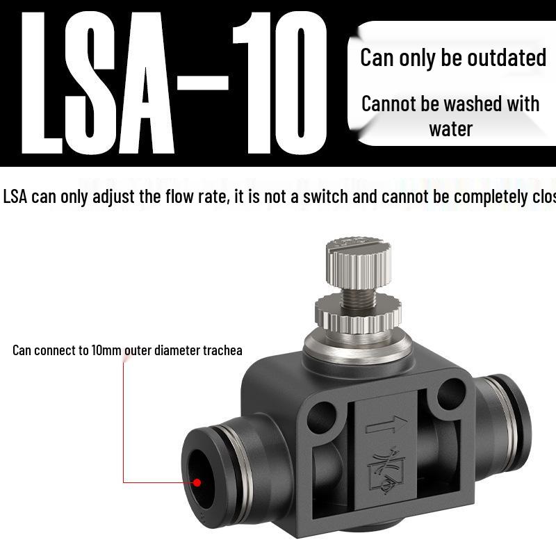 Quick Connect Pneumatic Air Hose Throttle Valve - Flow Restrictor Fitting with Adjustable PA Pipe LSA