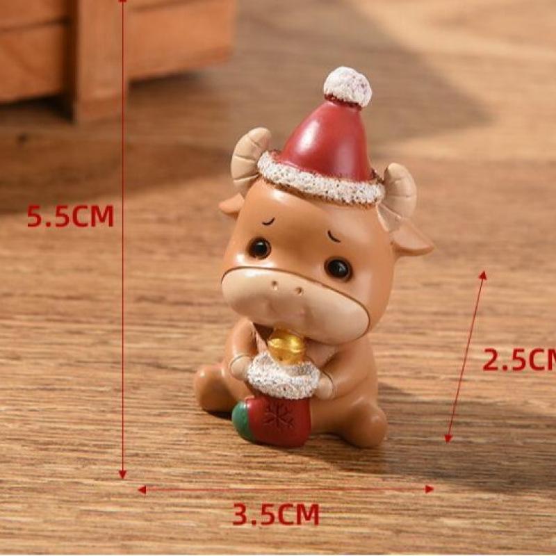 Micro Landscape Christmas Ornaments: Cute Santa Claus & Animal Tree Decorations Gift Box