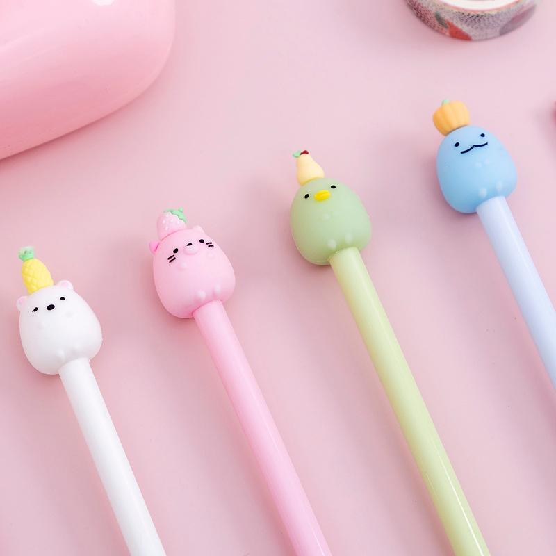 1 Piece Kawaii Gel Pen Korean Cartoon Creative Cute Fruit Head School Office Stationery