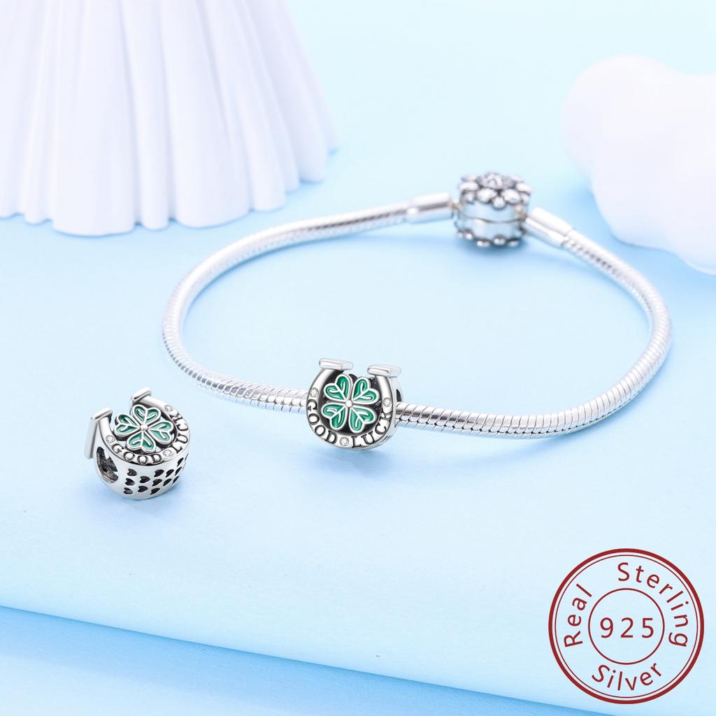 Latest In Genuine Copper Horseshoe Clover Pendant Piece Decorative Charms Bead Elements Suitable For Authentic Bracelets Jewelry Creation For Women