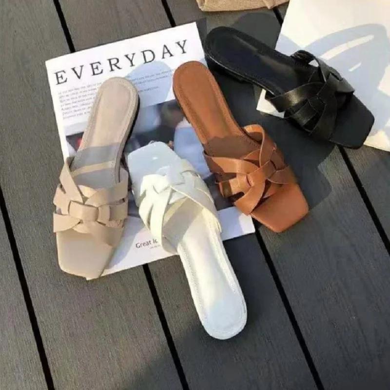 

Модные новые женские брендовые тапочки, летние шлепанцы с открытым носком, повседневная обувь на плоской подошве, сандалии для отдыха, женские пляжные шлепанцы, женские тапочки большого размера 43 белый