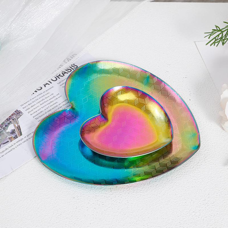 Nordic Korean-Style Stainless Steel Heart-Shaped Tray for Jewelry, Decor, and Desserts