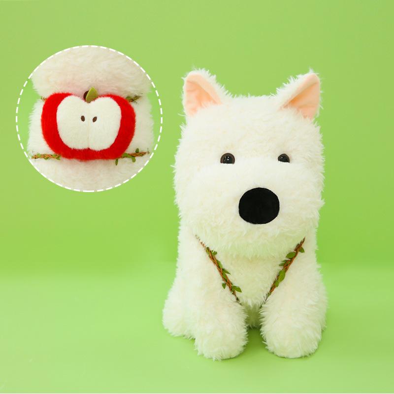 

West Highland Dog Plush Toy Back Fruit Dog Doll Cute 8-inch Catching Doll Doll Scarf Doll Doll 22Cm 8 inch Grab Machine Doll