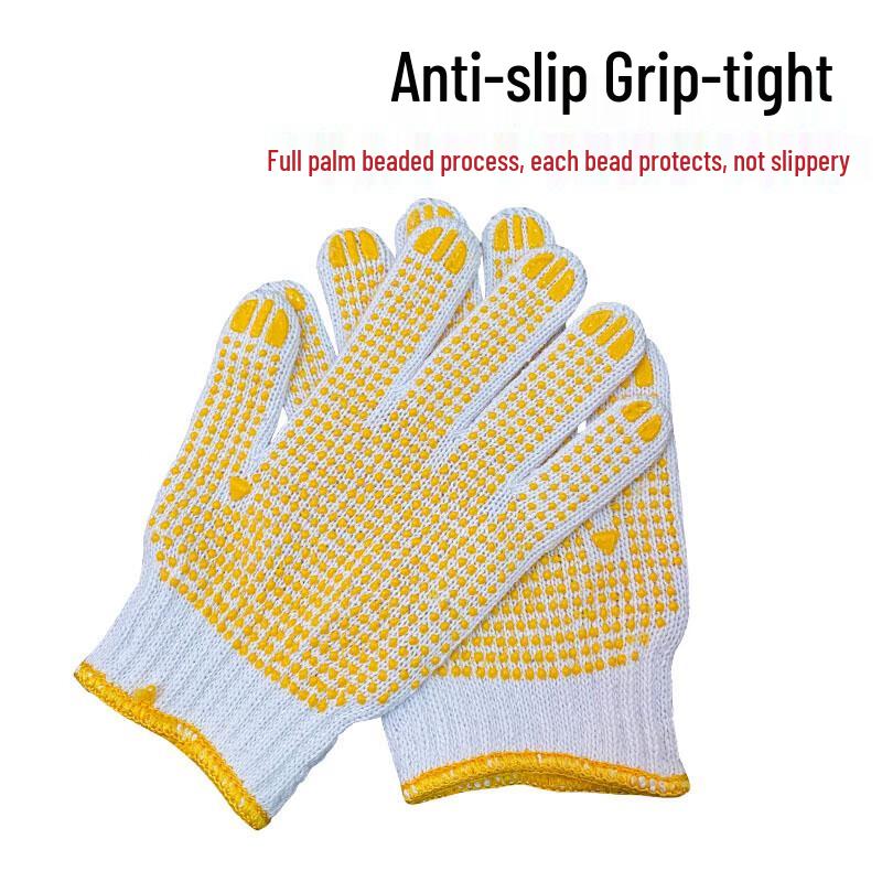 Li Shen Xinsheng Yellow Dotted Work Gloves One Size