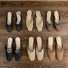 Fashion SUOJIALUN Summer New Women Slip On Mules Shoes Fashion Cane Weave Ladies Sandal Shoes Square Low Heel Outdoor Casual Slipper