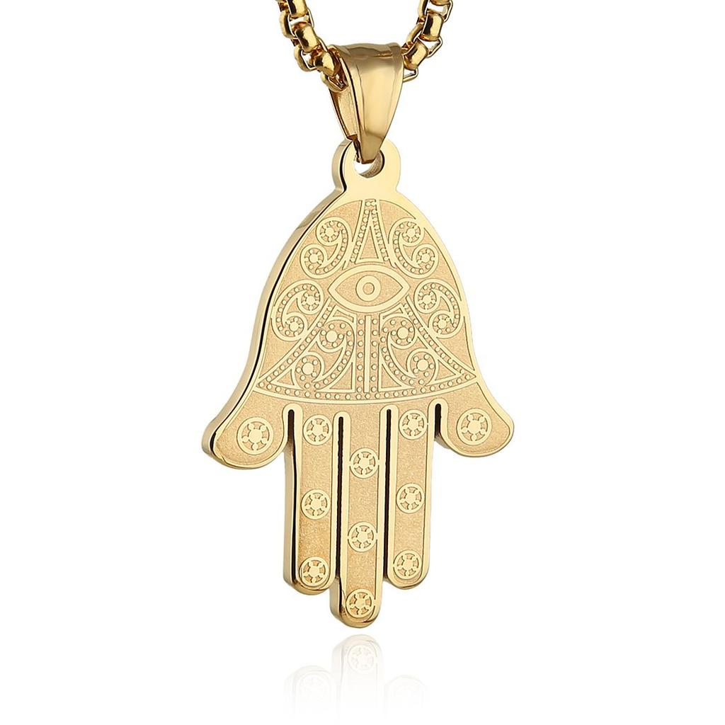 European and American High-end Jewelry Titanium Steel Necklace Men and Women New Color Palm