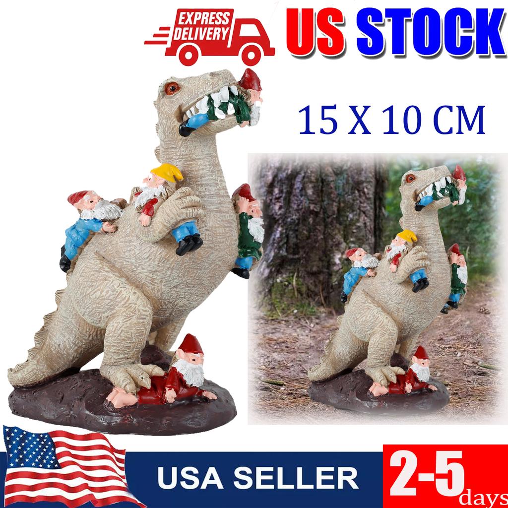 Dinosaur Gnomes Garden Statues Art Decor, Dwarf Statue Garden Decor Yard Decorations Outdoor Tabletop Decoration Sculpture