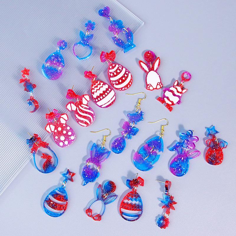 Easter Bunny Easter Egg Hollow Pattern Earring Pendant Silicone Mold Mould For Diy Ornaments Keychain Necklace Charms Mold