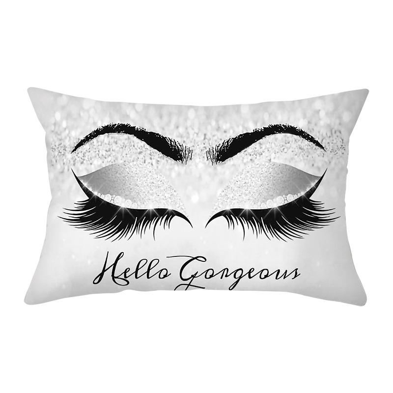 Peach Skin Waist Pillowcase Eyelash Print Cushion Cover Sofa Office Cushion Cover