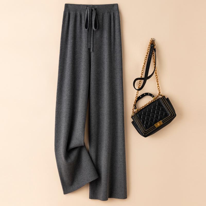 2024 Korean High Waist Knit Wide-Leg Extra Long Pants for Tall Women