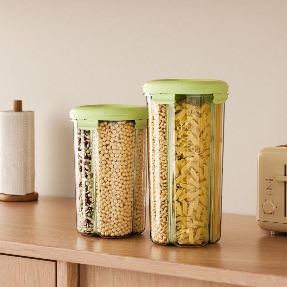 4-Compartment Grain Storage Container Sealed Food Storage Box Cereal Grain Dispenser  Coffee