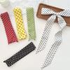 Silk Scarf Dot Print Vintage Style Soft Fabric Neck Scarf Slim Striped Lightweight Breathable Scarf Versatile Neck Accessory