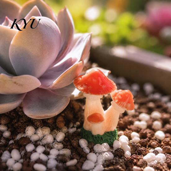 DIY Craft Supplies 2 Pcs Mini Mushroom Figurines, Miniature Resin Figures Tabletop Scenes for Micro Landscape, Fairy Garden, Aquarium, Bonsai