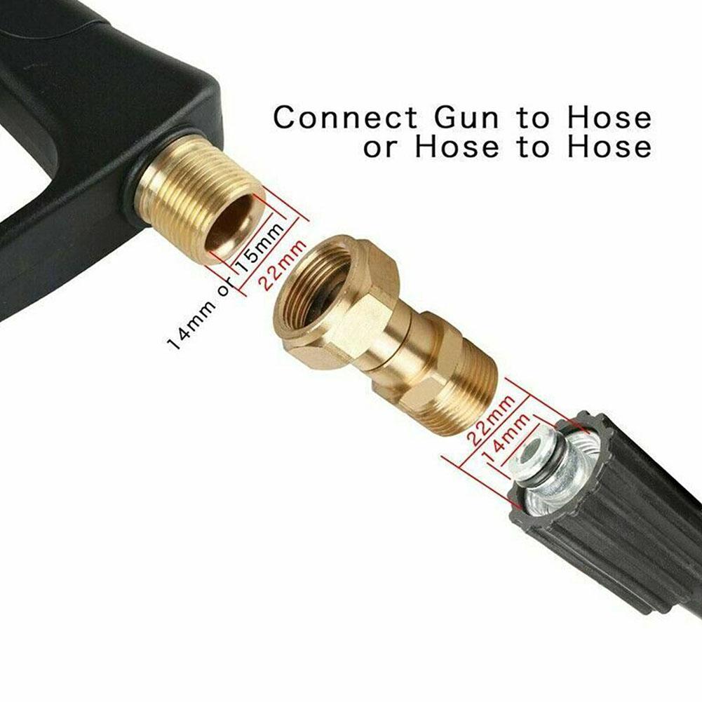 Pressure Washer Hose Adapter M22 14mm Brass with Swivel Joint Connector Designed to Prevent Hose Tangling and Leaks