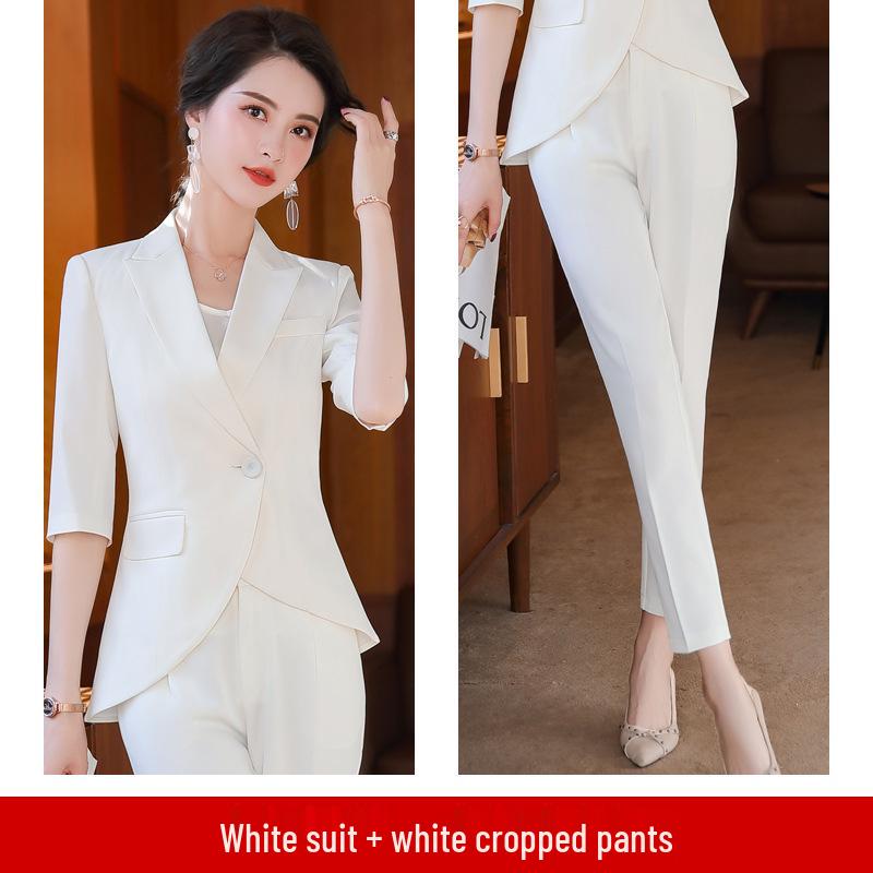 Women's Slim Fit Tuxedo Suit Set - Spring/Summer Professional Blazer & Pants Workwear