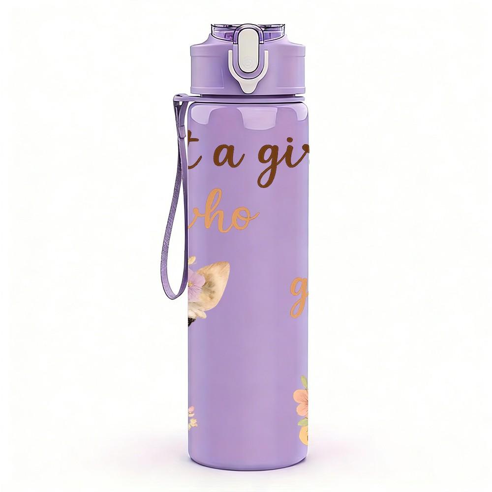 1PC Girl Who Loves Giraffes 750ml Color Plastic Sports Water Bottle Leakproof Flip Straw Lid Suitable for Sports Office Home Use