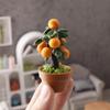 Miniature Orange Tree Potted Plant Ornament 1:12 Dollhouse Fruit Tree Bonsai Decoration Model Toy Micro Landscape Photo Props
