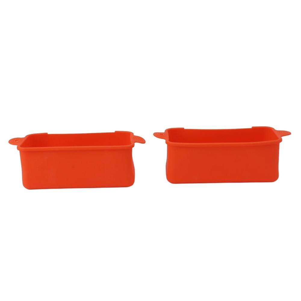 2PCS Silicone Silicone Grease Cup Liners Orange and Grey Heat Resistant Grease Catcher Tray Deep Capacity Open Grill Drip Pan