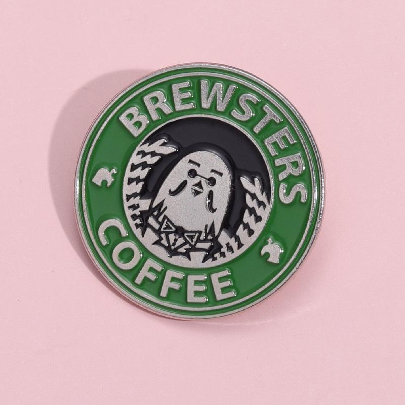 Cartoon Minimalist Chic Pigeon Coffee Brooch Colorful Enamel Metal Pin For Everyone