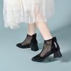 High-heeled Mesh Single Shoes New Personalized Iron Bag Head Thick Heel Rear Zipper Cool Boots Women's Shoes High Heels