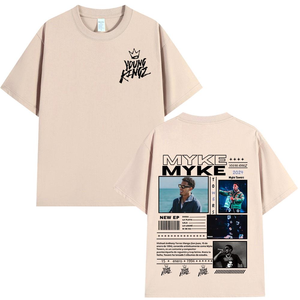 Rapper Myke Towers Graphic Print Tshirts Unisex Women Fashion Hip Hop Oversized ONeck T Shirt Comfort Cotton Short Sleeve Tshirt