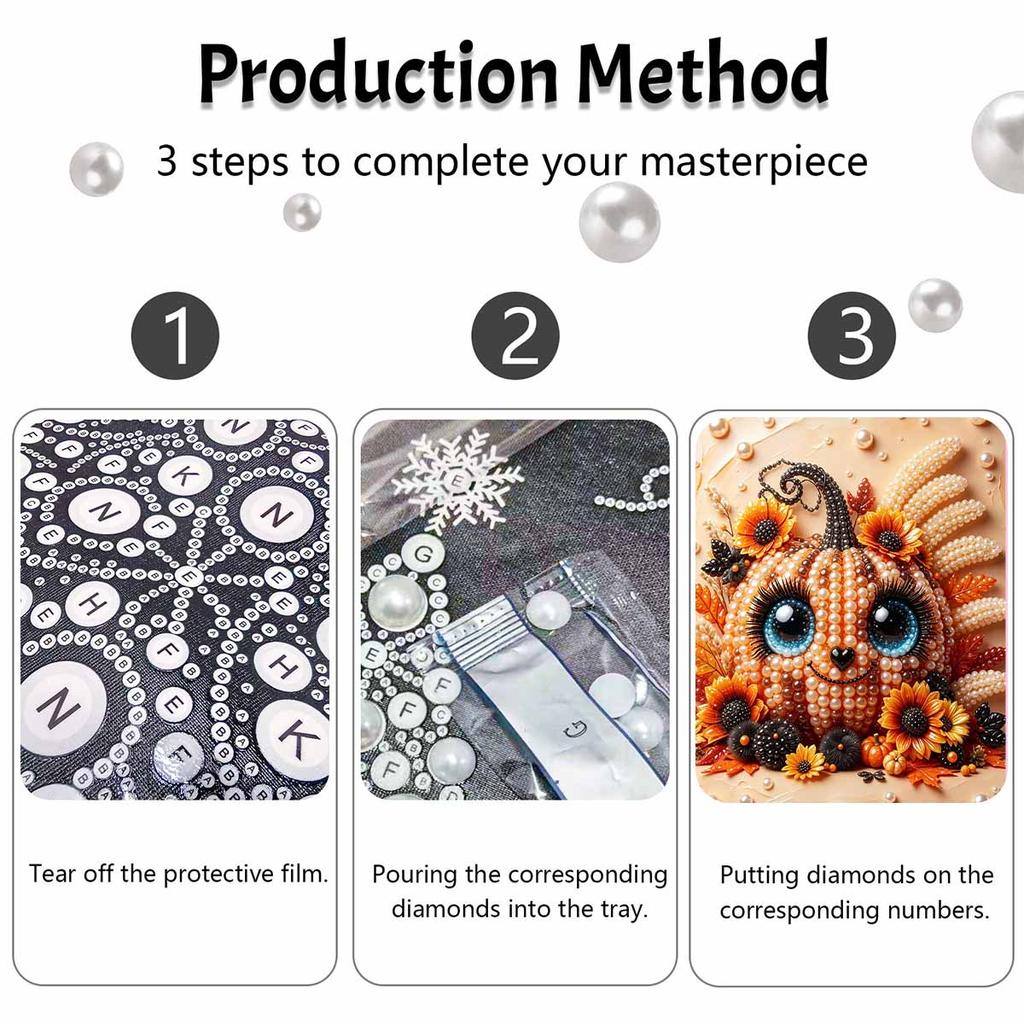 Halloween Pearl Painting Kit Pumpkin Sunflower Fall Harvest Handmade DIY Home Decoration Painting