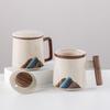 Ceramic Tea Separation Office Mug with Walnut Handle