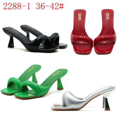 Schwarz Rot High Heel Pantoletten Damen Offene Zehen Slingback Sandalen Damen Pumps Eckige Zehen Sommer Einfache Designer Absatzsandalen
