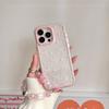 Korean-style pink glitter bow chain case suitable for iPhone 17 Pro Max, Apple 16, 15, 14 for women, trendy