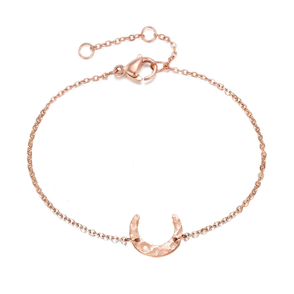 EManco Exquisite Gold-plated Moon-shaped Pendant Bracelet Thin Chain Stackable Bracelet Everyday Casual Wear Jewelry Gift