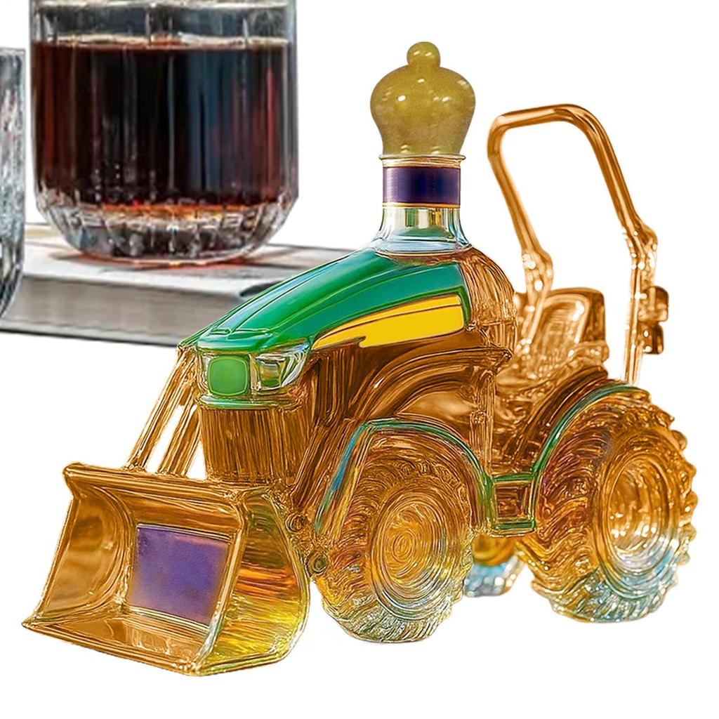 300ML 3D Tractor Decanter Tractor Shaped Whiskey Wine Bottle Glass Storage Ornament Decanter Decoration For Men Bar Cabinet