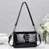 2026 Glossy Crocodile Pattern Underarm Bag: Retro Flap Design, Square Buckle, European & American Style, Women's Crossbody/Shoulder Bag