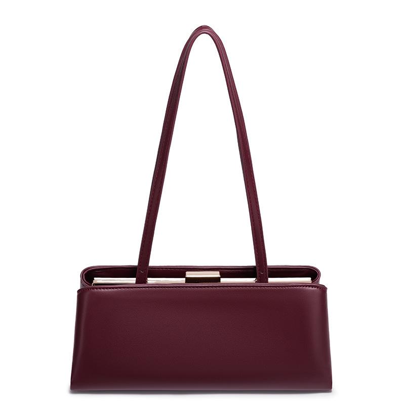 

[2 Autumn New] Light Luxury Retro Textured Shoulder Handbag Niche Saddle Bag Underarm Baguette Bag 28.5*11*12