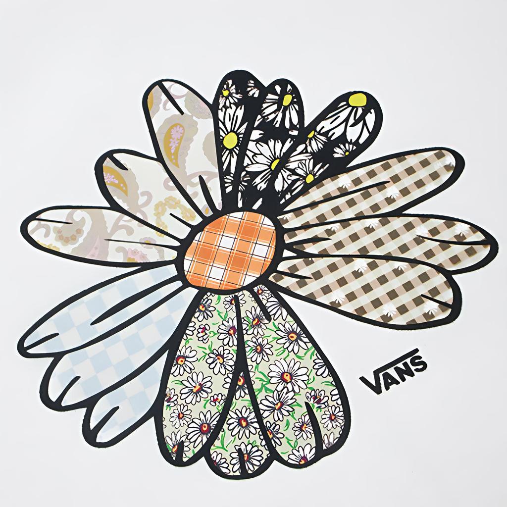 Vans Daisy And Cashew Flower Print Round Neck Short Sleeve T-Shirt Women Tops White VN0A7TOUWHT