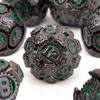 7 Pcs Green Black Gear Wheel Metal Dice Solid Metal Polyhedral Dice Set Suitable for Role-Playing RPG  Board Game Card Game