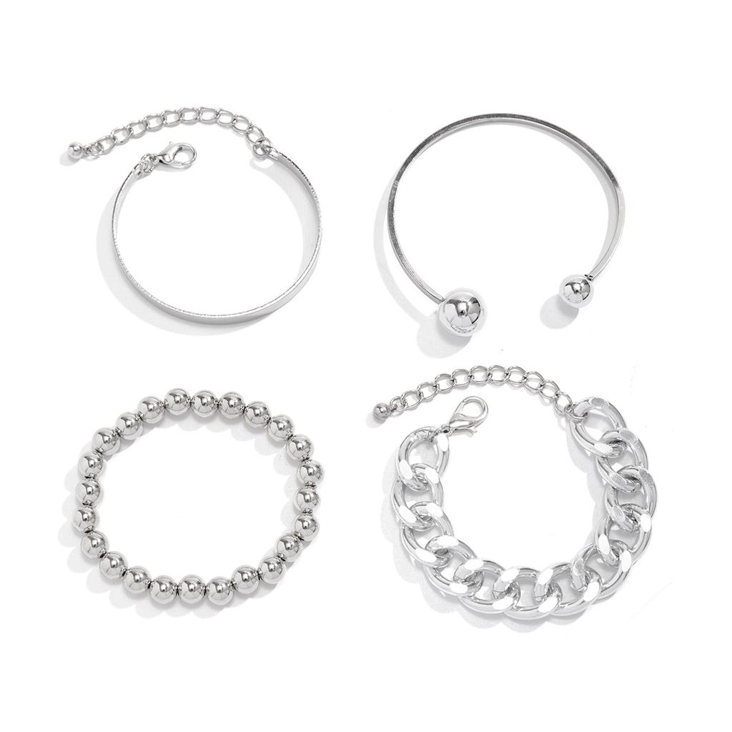 Exaggerated cyber style multi-layer round beads stacked wearing jewelry temperament niche personality imitation pearl set bracelet