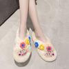 Autumn Outdoor Fashionable Furry Slippers: Trendy Flat Sole, Single Strap, and Fluffy Cotton for Home or Casual Wear.